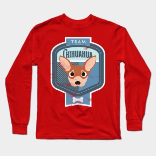 Team Chihuahua - Distressed Chihuahua Beer Label Design Long Sleeve T-Shirt